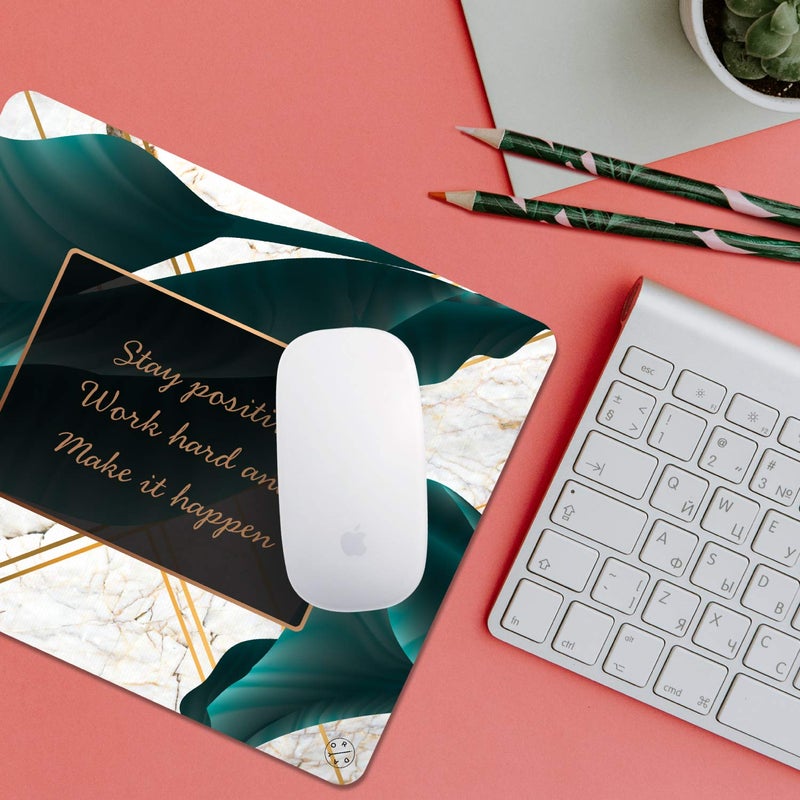 Oriday Gaming Mouse Pad Custom, Stay Positive Work Hard and Make It Happen Motivational Sign Inspirational Quote Mouse Pad Quotes for Work (Golden Tropical) - Image 2